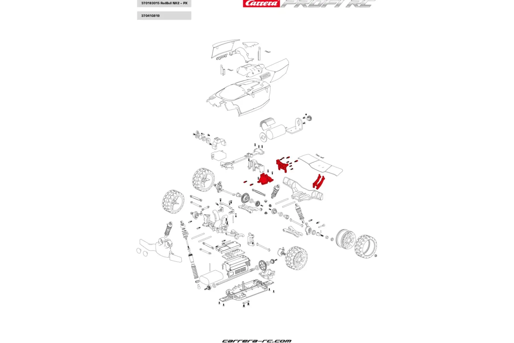 Shock mount rear + Spoiler + screws - Profi RC